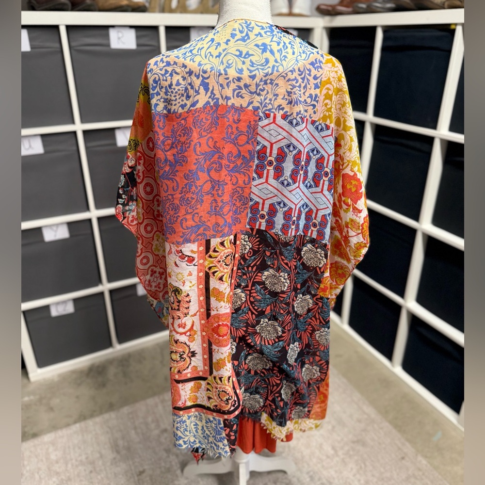 TD Collections Boho Paisley and Floral Colorful Patchwork Long Kimono - Picture 3 of 5